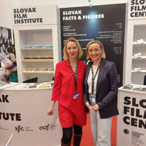 Na fotke je Zuzana Bieliková zo Slovak Film Commission a Nataša Bučar - riaditeľka Slovinského filmového fondu.